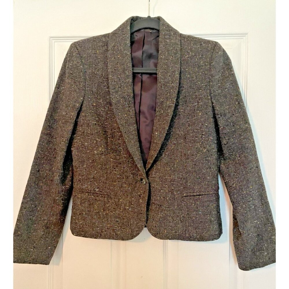 Vintage Feelin Jazzie Gray Wool‎ Blazer Woman’s 6 Made In USA Schoolboy 1 button